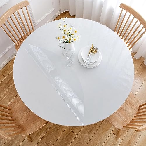 ZGHQHCDRH Mantel Redondo Transparente de 70 cm y 2 mm de Grosor, Protector de PVC Impermeable, Mantel Moderno para Comedor y Cocina, Protector de Mesa de plástico Transparente para Sala de Estar.