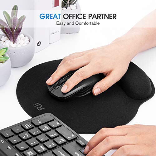 Rii Ergonomic Mouse Pad With Wrist Support Gel Mouse Pad With Wrist Rest,Comfortable Computer Mouse Pad For Laptop,With Non-Slip Rubber Base, 9 X 10 In (Black) #TOP3