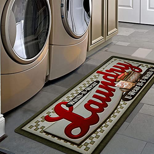 Image of Pauwer Laundry Room Rug Runner 20 inchx48 inch, Non Slip Waterproof Laundry Mat
