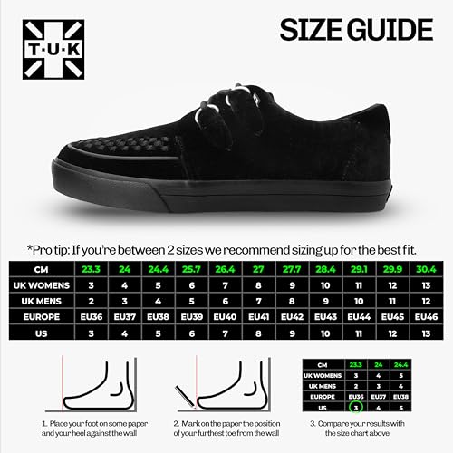 Image of T.U.K Shoes Velvet Anarchic Creeper Sneaker for Women and Men | 3 Dring Lace Up Shoes and Interlace | Classic Round Toe and Sole
