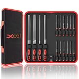 Metal File Tool Needle File Set, Includes Flat/Triangle/Half-round/Round Large File and 12pcs Needle Files, 16Pcs Premium Grade T12 Alloy Steel with Carry Case, Professional Hobby Project DIY