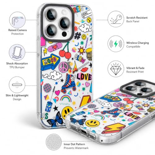 Image of SQUIF for iPhone 16 Pro Back Case Cover Silicone Transparent Soft Design Art Printed | Camera Bump Protection (Multicolor)