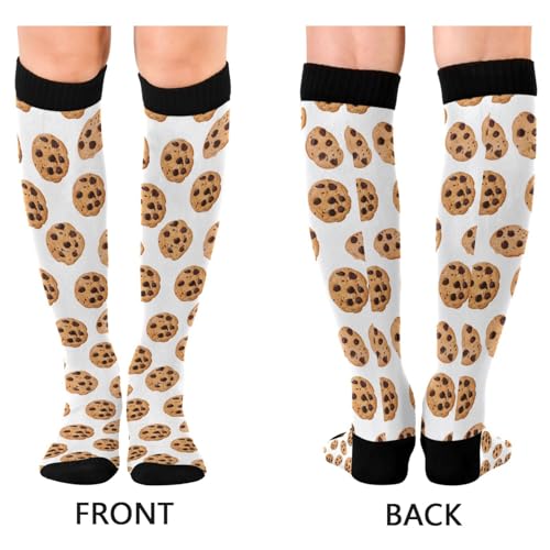 Brown Cookies Pattern Compression Socks for Women Men, Circulation Long Knee High Socks Casual Stocking Athletic Tube Sport Sock2