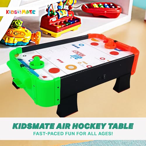 Image of Kidsmate Air Hockey Game for Kids | Electric Powered Tabletop Board Game with 2 Strikers & 4 Pucks | 60 CM Medium Size Ice Hockey Indoor Sports Family Game for Boys & Girs for 5Yr and Up - Multicolor
