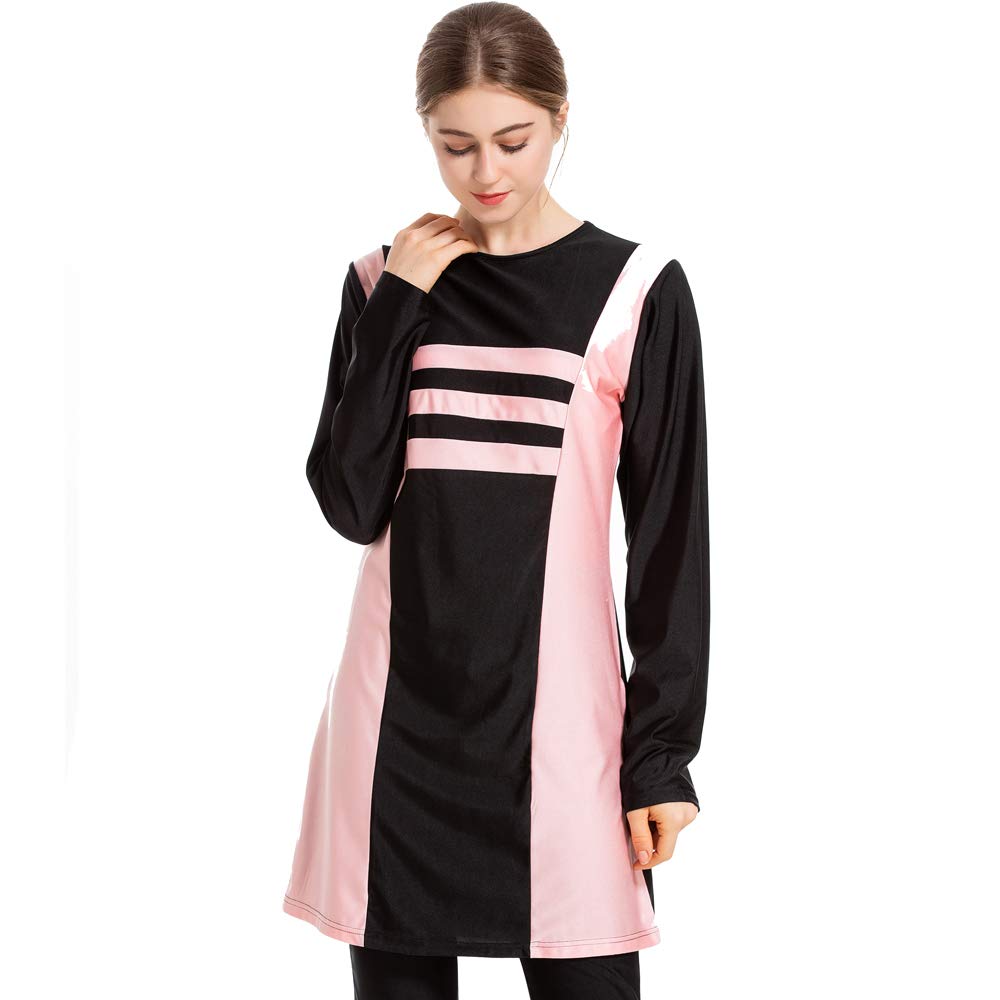 Muzułmański kostium kąpielowy damski, skromny islamski arabski strój kąpielowy burkini hidżab Czarny Tag 4XL (Ref. Bust 42.52")
