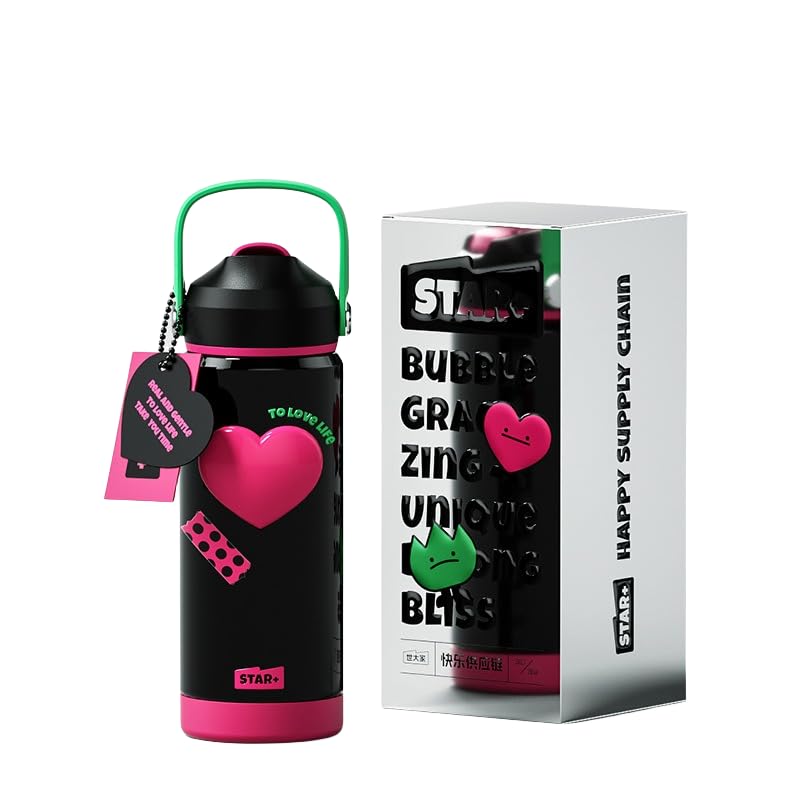Tazza da viaggio comoda ed elegante con manico per il trasporto, 550 ml, riutilizzabile, per bevande calde e fredde (nero)