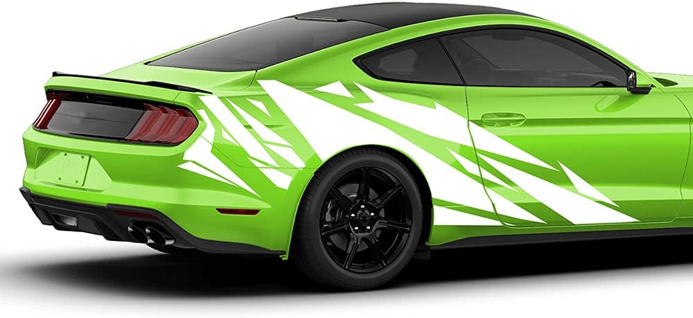 Side Patterns Graphics Vinyl Decals Compatible with Ford Mustang (2015-2023) (White)