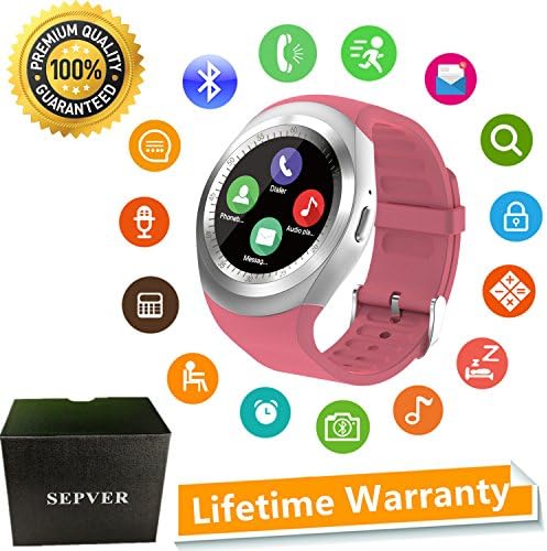 SEPVER Smart Watch Round Bluetooth Smartwatch with SIM Card Slot Compatible with Samsung LG Sony HTC Huawei Google Xiaomi Android Smart Phones for Women Men Kids Boys Girls (White)