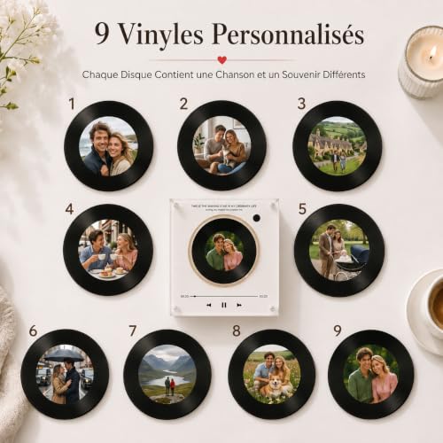 Aimant Frigo Musical Personnalisé avec Photo & 9 Disques Vinyles – vue 2