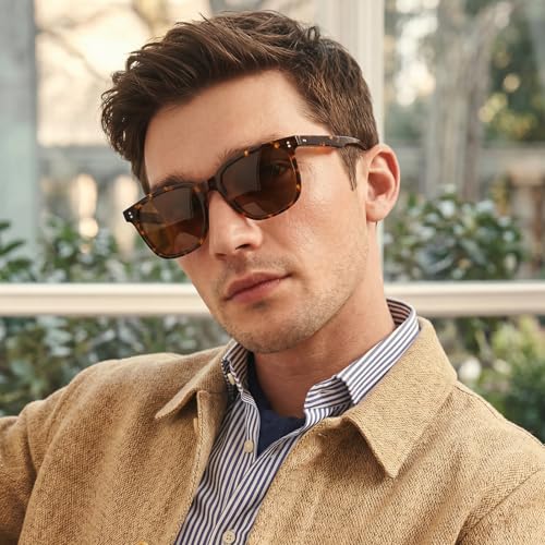 Image of CARFIA Acetate Polarized Sunglasses for Men UV400 Protection Classic Retro Square Shades Driving Glasses