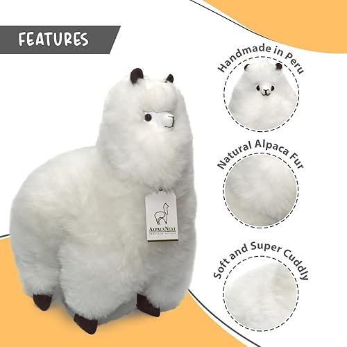 Miniatura 56 de Peluche de alpaca, 12 pulgadas, lindo, suave y tierno juguete de peluche de alpaca hecho a mano en piel natural de Alpaka real (12 pulgadas, beige)