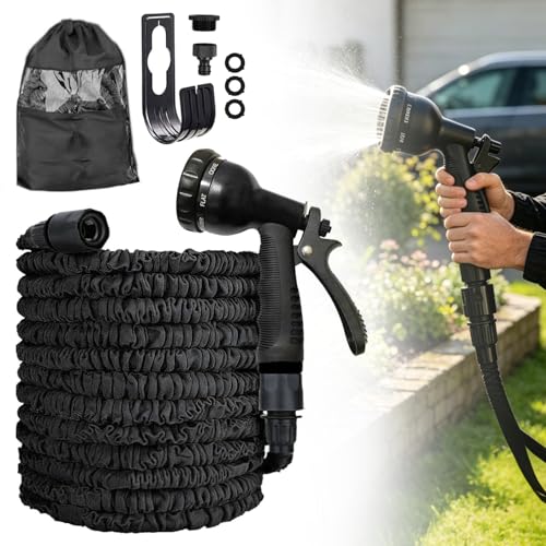 Tuyau d'arrosage 15m, Tuyau D'arrosage avec Raccord, Tuyau d'Arrosage Flexible, Extensible Darrosage flexible, Tuyau d'Arrosage Extensible anti-fuite, Pour...