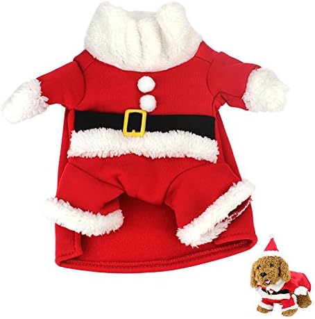 Santa Dog Costumes, Christmas Pet Clothes Winter Hoodie Coat for Chihuahua Yorkshire Poodle (XS)