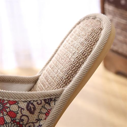 Fabric Home Slippers Indoor Couple's Linen Slippers Wooden Floor for Home Antiskid Slippers for Men and Women in Spring and Summer Slippers Slip On Bedroom Slippers(Blue,44-45(260mm))4