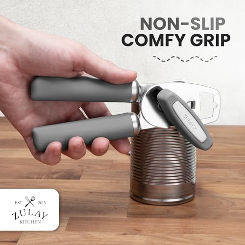 Image of Zulay Kitchen Manual Can Opener Heavy Duty Patented Stainless Steel, Gray