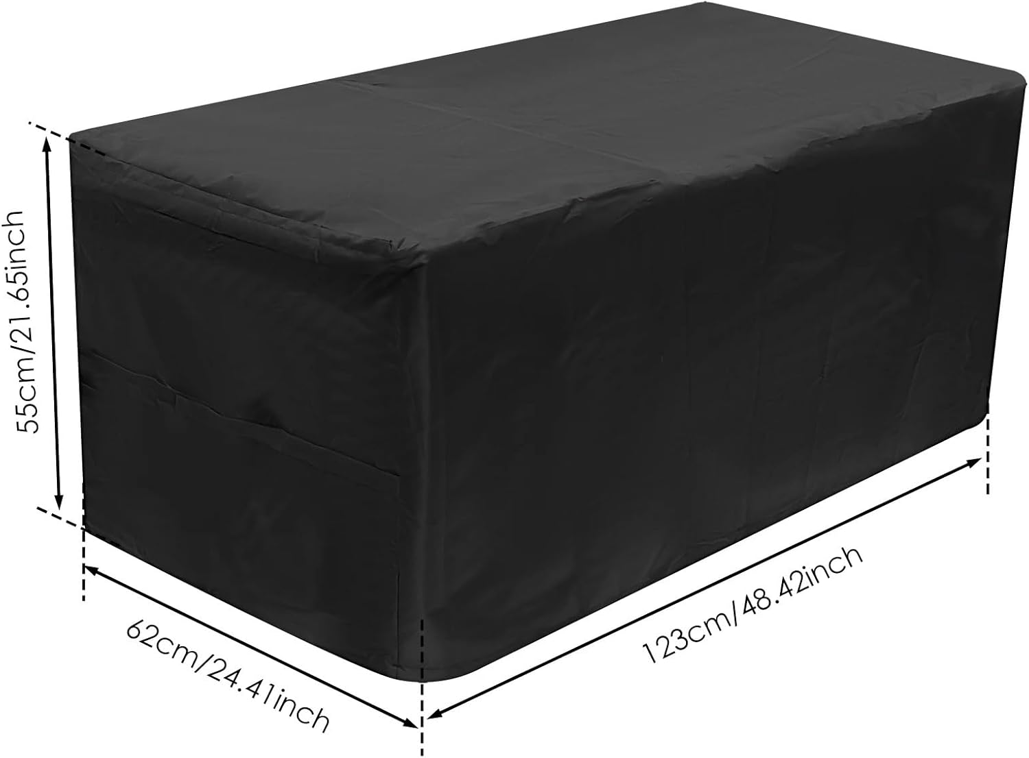 1pc Heavy-Duty Deck Box Cover Waterproof Rectangular Patio Courtyard Portable Outdoor Storage Dust Protecto(123 x 62 x 55cm)