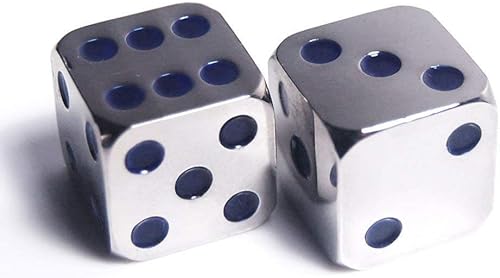 2 dados personalizados y únicos de aleación de metal D6 de 0.63 pulgadas, altamente pulidos, edición premium (cuerpo plateadopipas azul profundo)