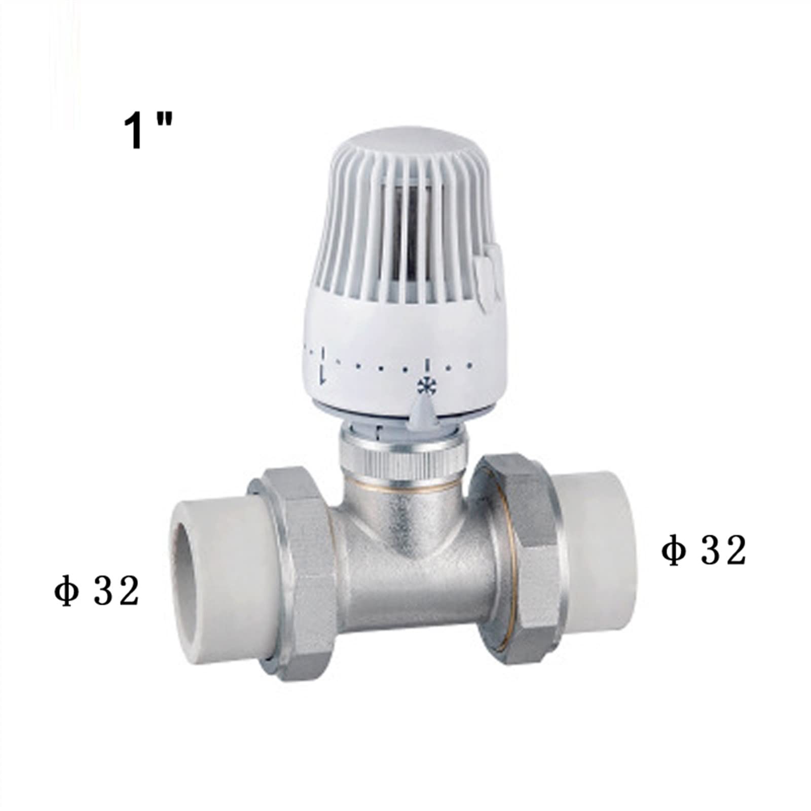 Mosiężny termostatyczny zawór grzejnikowy PPR typ prosty automatyczny zawór regulacji temperatury system ogrzewania podłogowego 1 szt. (rozmiar: 2,5 cm)