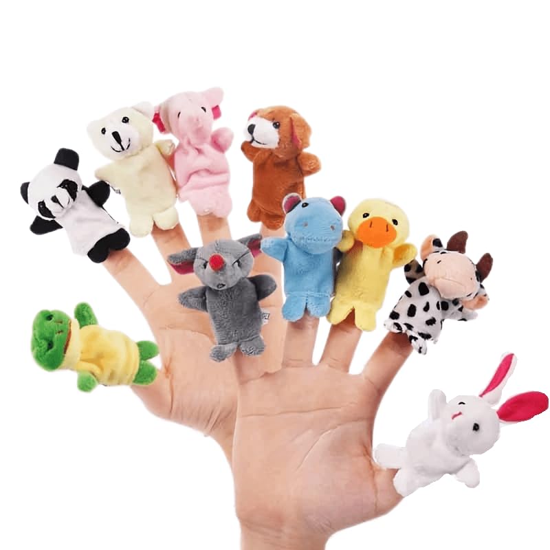 PLAYZOCO Marionetas Dedos Peluche Animales, Juego de títeres de Dedo de Animales, Juguetes Educativos, Marionetas Animales, Títere de Dedo, Finger Puppet, Material Felpa, 10 Unidades, Animales