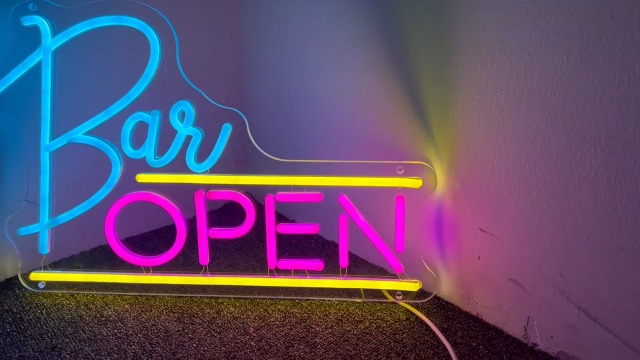 Open Bar Neon Sign Lights USB (16x10.7'') Neon Sign and Decor Led