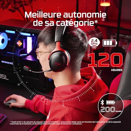 HyperX Cloud Alpha, casque gaming filaire, transducteurs double chambre, micro détachable, cadre aluminium, PC/PS5/PS4/Xbox Series X|S/Xbox One/Switch/Mobile, Rouge et Noir