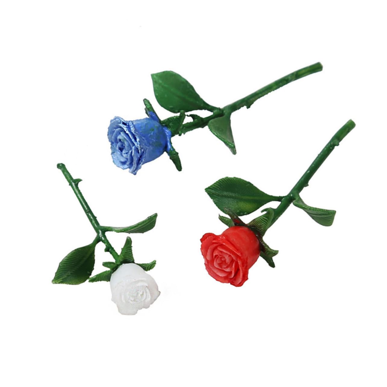ERINGOGO DIY Crystal Epoxy Mini Roses 20mm/25mm Miniature Artificial White Roses Unique Model Ornament Craft Supplies for Home