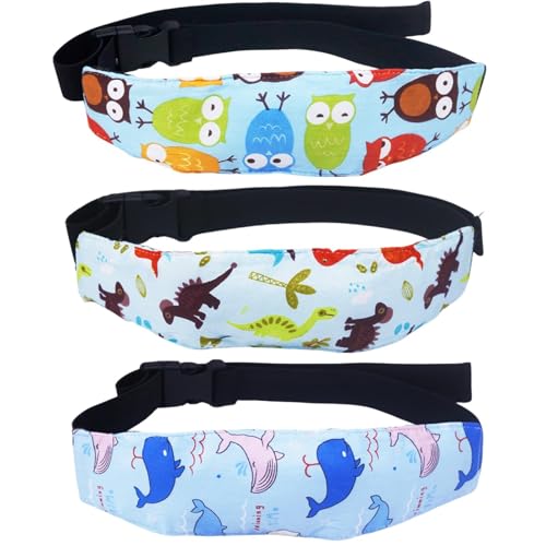 Naturahand 3 Pcs Baby Head Support Band for Stroller Car Seat Neck Relief Strap Headrest for Sleeping Traveling Head Holder for Toddler Kids Children Child Baby Infant