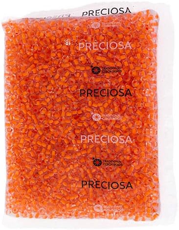 John Bead Czech Glass Seed Beads 2/0 (6.1mm Diameter) Crystal Color Lined Neon Orange 500Grams Beads for DIY Arts Crafts Jewelry Bracelets Necklaces Earrings Making