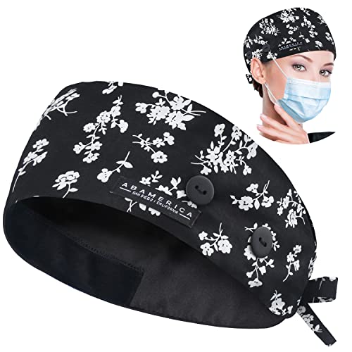 Image of ABAMERICA Working Caps with Button and Sweatband, Adjustable Working Hats for Women Men, One Size(Tie Back or Toggle)