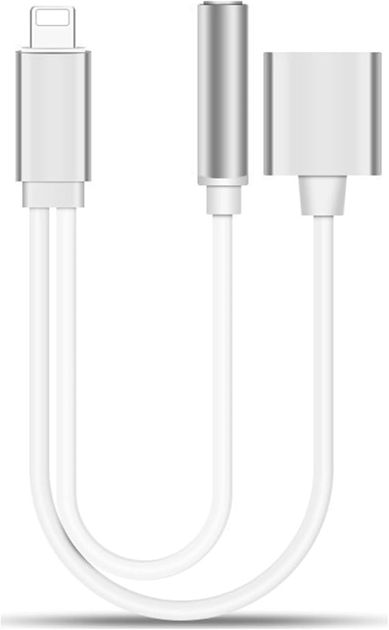 Lightning to 3.5mm Jack & Lightning Converter | Dual Output Adapter | High Sound Quality and Fast Charging | Headphone Support | Stylish and Durable Design