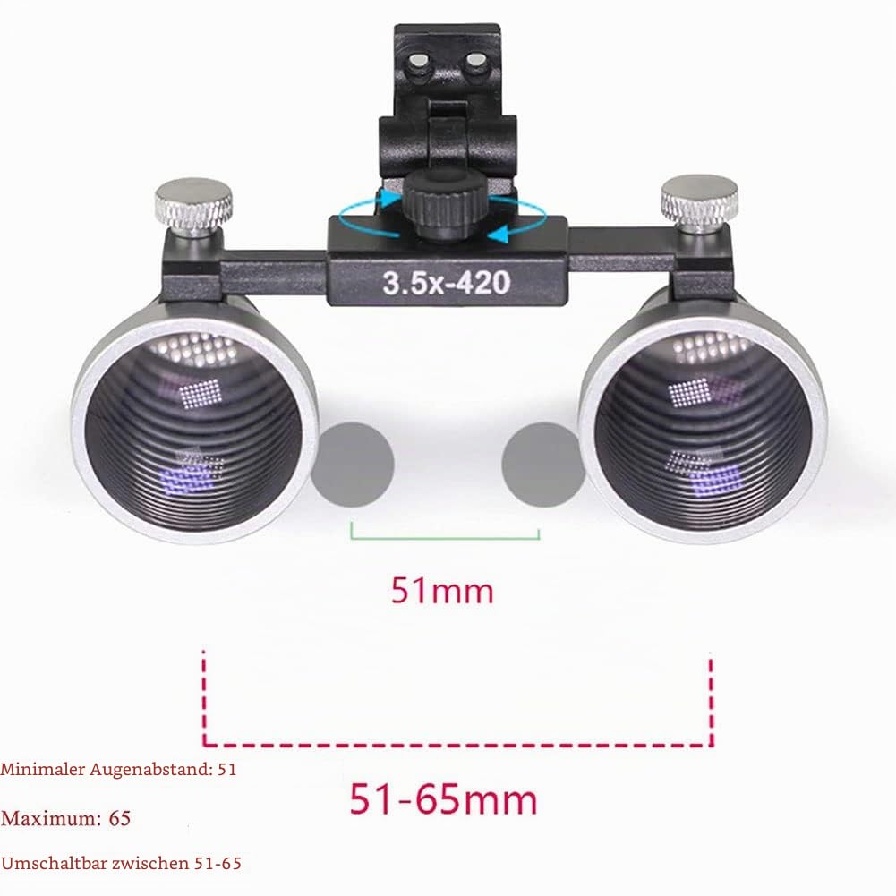 3.5X/2.5X Dentist Lupenbrille Mit Licht Werkzeuge Fachmann Betrieb Binokular Lupen Surgical Für Zahnarzt Kopf Montiert Loupes Optisches Glas Verwendung Der Kosmetischen Chirur(Size:3.5X,Color:Silver)