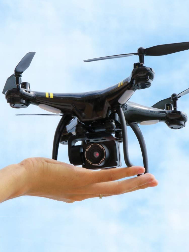 MU Aereo a Controllo Remoto Doppia Fotografia Aerea Drone a Quattro Assi Gps √ Hd √ Velivoli Modello Giocattolo per Aeromobili per Bambini Di Piccole Dimensioni,Nero,A