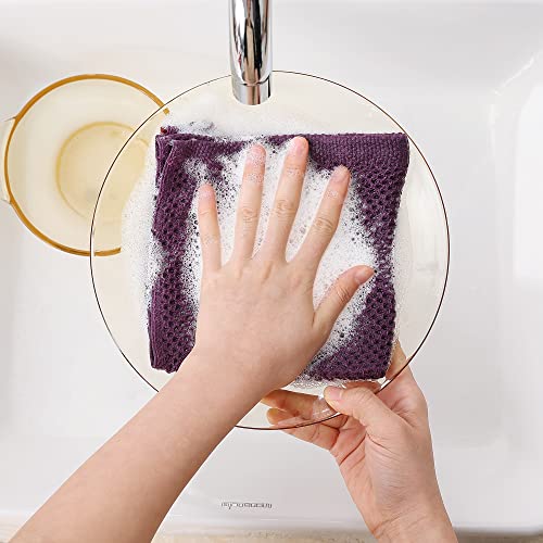 Homaxy 100% Cotton Waffle Weave Kitchen Dish Cloths, Ultra Soft Absorbent Quick Drying Dish Towels, 12X12 Inches, 6-Pack, Purple #TOP3