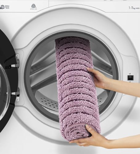 Image of Obsessions Soft & Plush Bath Mat | Quick Dry, Stain & Skid Resistant | Luxuriously Soft, Long Lasting Color | TPR Latex Backing, Size 40x60 cm, Onion Pink & Plum