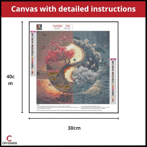 Image of CRYSENDO DIY Diamond Crystal Painting Kit | Embroidery 5D Spring Yin Yang Diamond Painting | Mosaic Cross Stitch Full Drill Diamond Painting | Ideal for Gifts, Home Wall Decor (30 X 40cm)