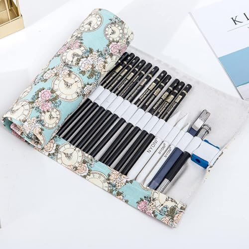 Image of Nyoni Sketch Pencil Kit of 29 Pieces Professional Drawing Pencils and Sketch Kit for Artist, Beginner, Student Graphite Charcoal Sketch Pencils (29)