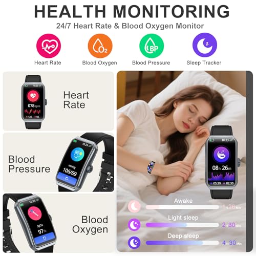 Image of Fitness Tracker, Step Counter with 24 /7 Heart Rate Blood Oxygen Sleep Monitor, Fitness Watch with 100+ Sports Modes, Waterproof Activity Smart Watches for Women Men Android iOS