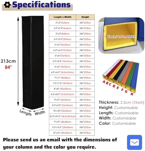 Heavy Duty Pole Padding - 7ft Square Column Protector, Self-Adhesive All-Weather Cushion Wrap for Garage & Gym, Fits 3x3 to 8x8 Poles, Ultimate Safety Solution