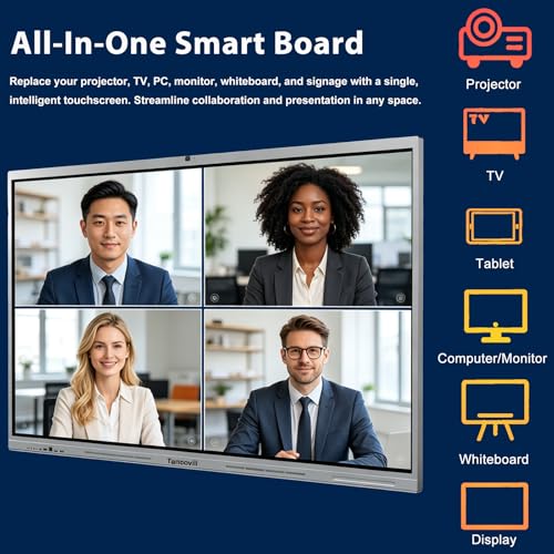 Image of 65 inch Touchscreen AI Smart Board, Google EDLA Certified Electronic Whiteboard 4K UHD Display Interactive Whiteboard for Office Classroom, Android 14, 8GB+128GB, Wireless Casting,Grey