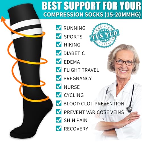 Image of Copper Compression Socks for Women & Men (6 pairs) - Best Support for Nurses, Running, Hiking, Recovery