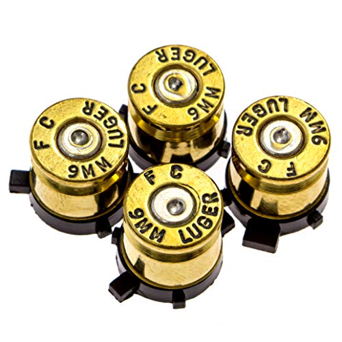 PS4 Bullet Buttons Gold Silver Made Using Real Once Fired 9MM Bullet Casings - Designed for PS4 PS3 and PS2 Controllers