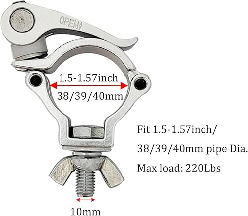 Miniatura 2 de Abrazaderas de iluminación de armadura de escenario de liberación rápida de 1.5 pulgadas, aleación de aluminio, resistentes, 220 libras, abrazaderas