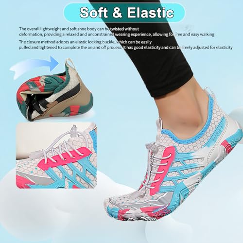 Image of Beach Water Shoes for Women Men Quick Dry Non-Slip Wide Toe Hike Barefoot Footwear for Beach Pool Aqua Swim Surf Walk
