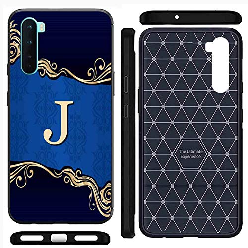 Image of Amazon Brand - Solimo Designer Blue Pattern Alphabet-J Printed Soft & Flexible Hybrid Back Case Mobile Cover for OnePlus Nord