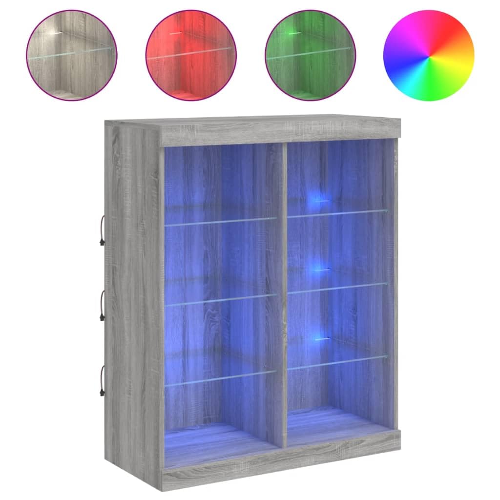 Madera resistente con luces LED para salon Gris Sonoma 81x37x100 cm