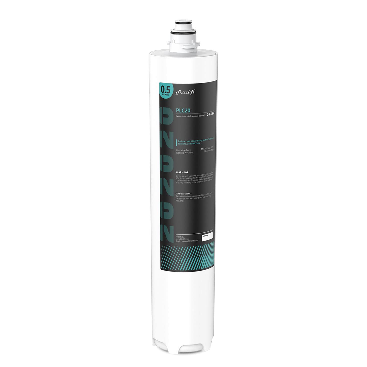 Frizzlife SW20-HF - Kit de carcasa de repuesto con cartucho de filtro PLC20 en el interior, para sistemas de filtro de agua para debajo del fregadero SW20 y SW20F