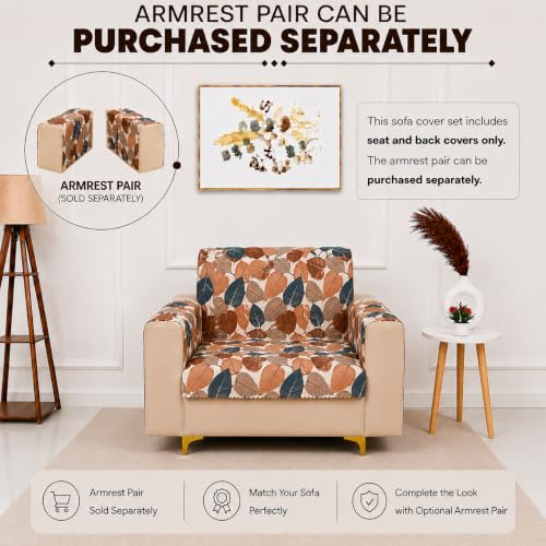 Image of Homerz Premium Printed Quilted Velvet Sofa Slip Cover Protector, Sofa Mat, Exact Size, Antislip Cover (Folia, 1 Seater, Full)