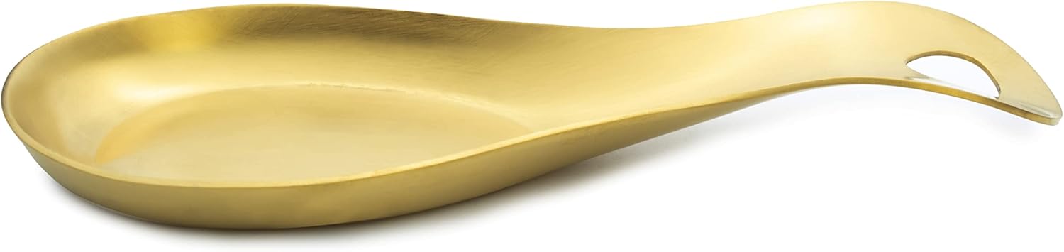Cuisine Art Stainless Steel Spoon Rest Kitchen Tableware Spatula Holder Soup Utensil Cutlery Stand Matt Gold