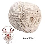 [page_title]-O-Kinee Makramee Garn 4mm, Baumwollgarn Baumwollkordel Kordel-Strickarbeiten Kettgarn Baumwollschnur für DIY Handwerk Basteln Wand Aufhängung Pflanze Aufhänger, 100% naturliches Baumwolle