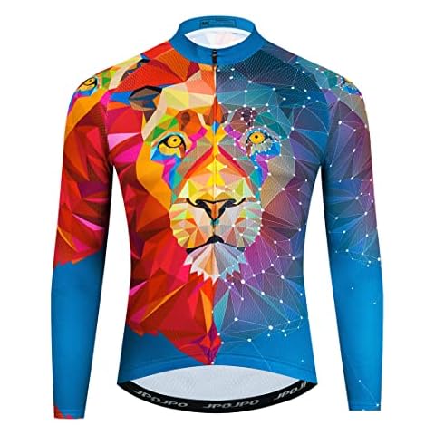 YOUALSO Blue Lion Long Sleeve Cycling Jersey Men Reflective Road Bike Shirts for BMX MTB Biking M Cover